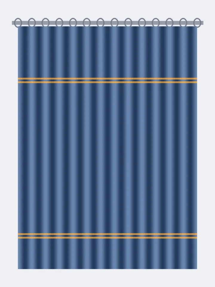Fabric shower curtain on a rod